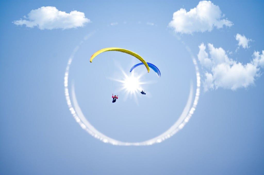 Paragliding in clear weather