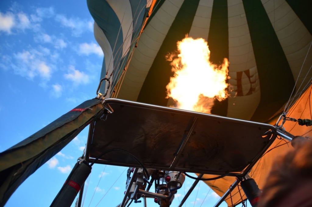 A gas burner to heat the air inside balloon