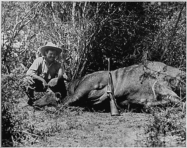 Ernest Hemingway on safari in Africa, 1933-1934, from the John F. Kennedy Library Archives. John F. Kennedy Library