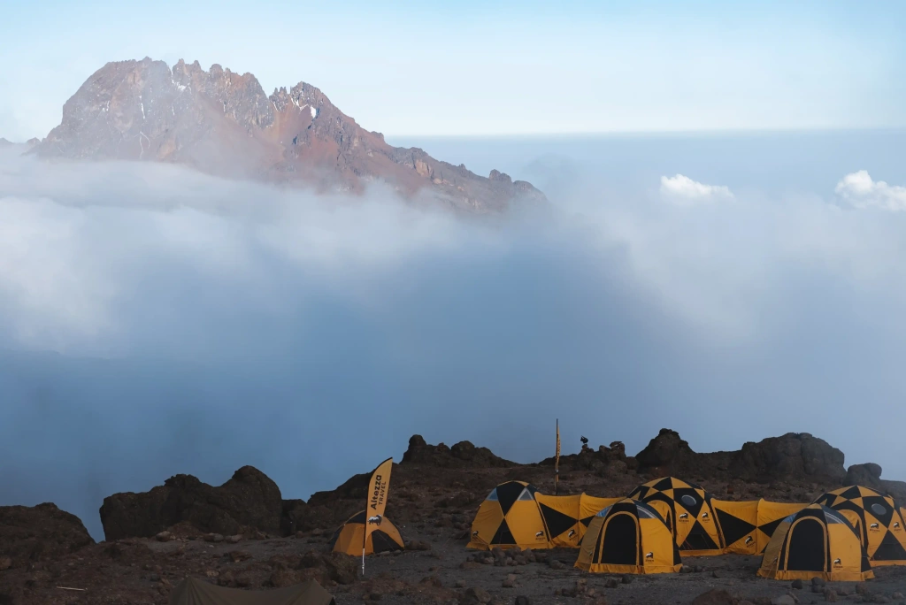 High-altitude camp on Mount Kilimanjaro