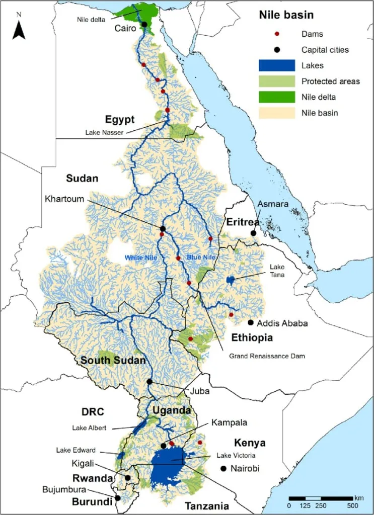 Das Nilbecken umfasst die Territorien von 11 Ländern und zahlreiche Flüsse und andere Gewässer.